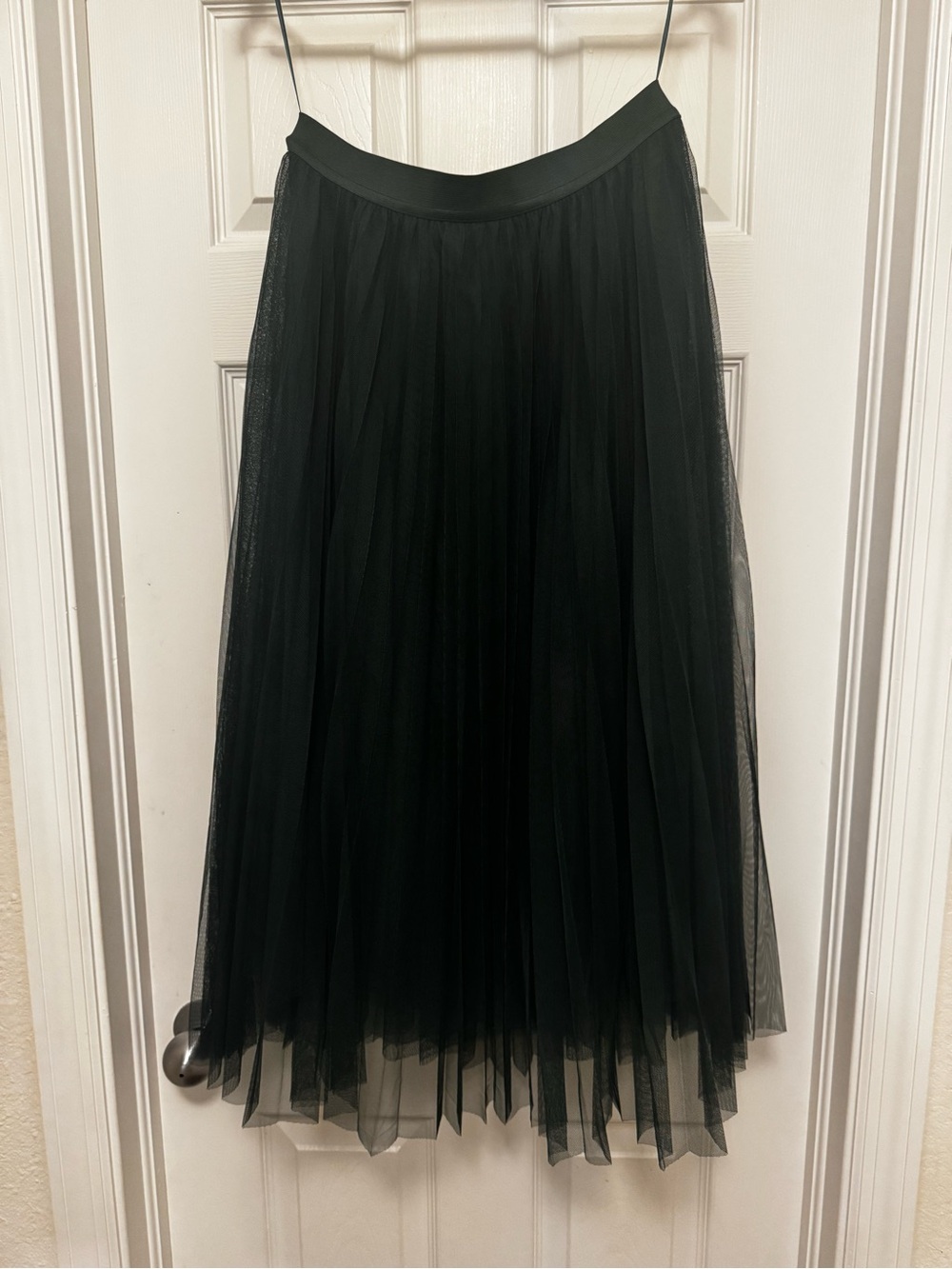 Lucy Paris Green Tulle Midi Skirt - Pleated A-Line